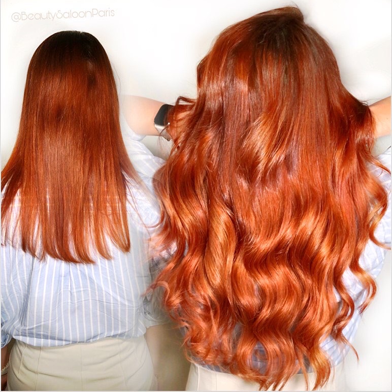 Avant/après cheveux roux
